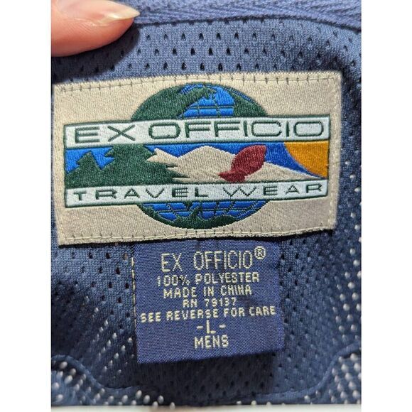 ExOfficio Men's Blue Mesh Short-Sleeve Polo Style Shirt Size L - Picture 2 of 7